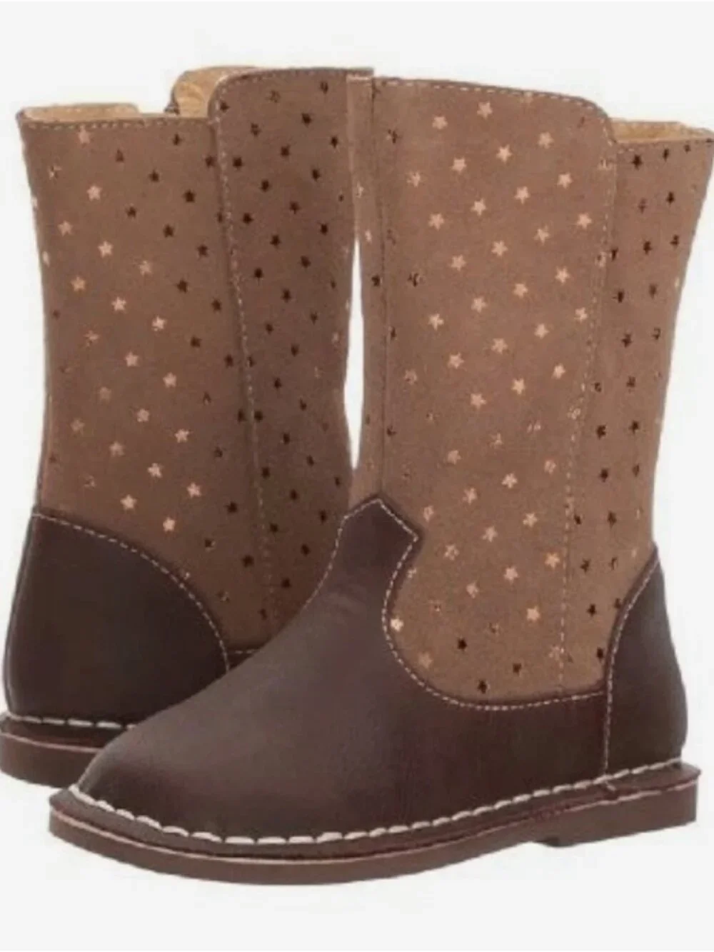 Girls Livie and Luca Vega Boots Sable Brown Gold Stars Leather Suede 9 Toddler